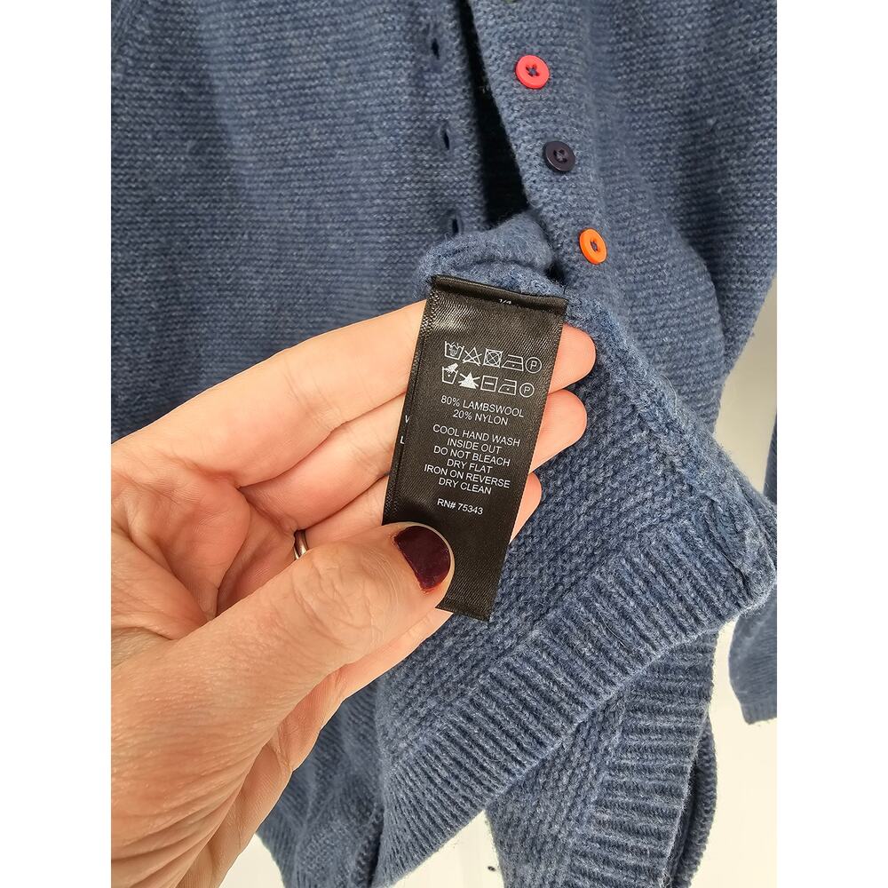 Blue Button-Up Women's Cardigan - Picture 4 of 5